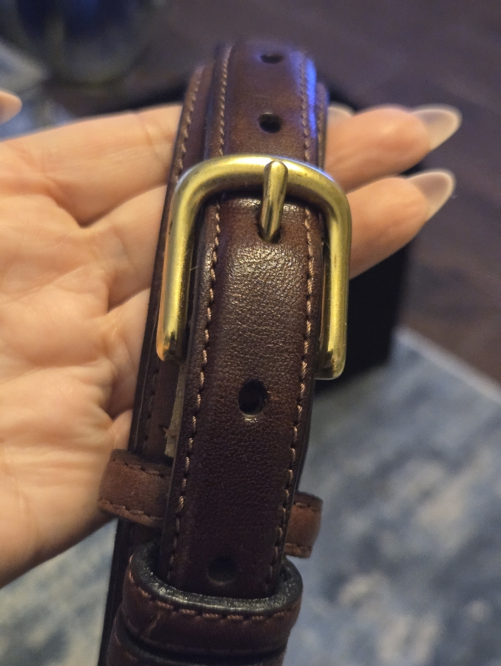 Vintage Dexter Brown Leather Belt Made in India Brass Buckle XL / 2XL 50" Total